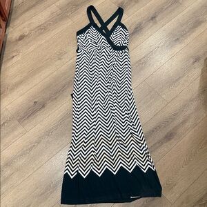NWT Boston Proper Black and White Chevron Maxi Dress